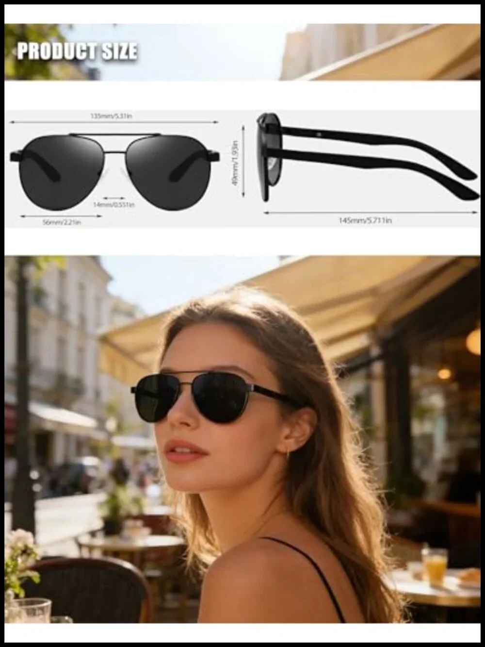 Polarized Aviator Sunglasses Double Bridge UV Protection Teardrop Shades